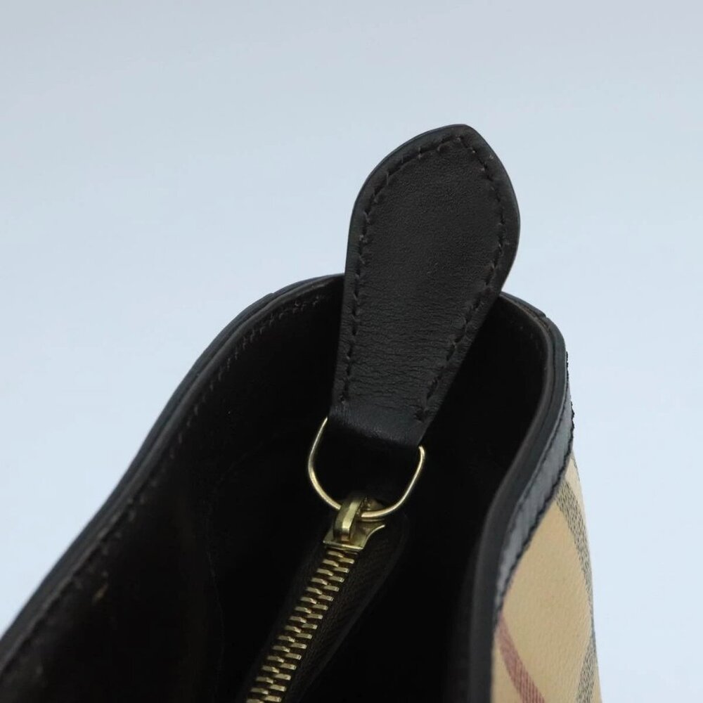 BURBERRY Nova Check Hand Bag PVC Leather Beige Auth 101879 - Picture 10 of 16